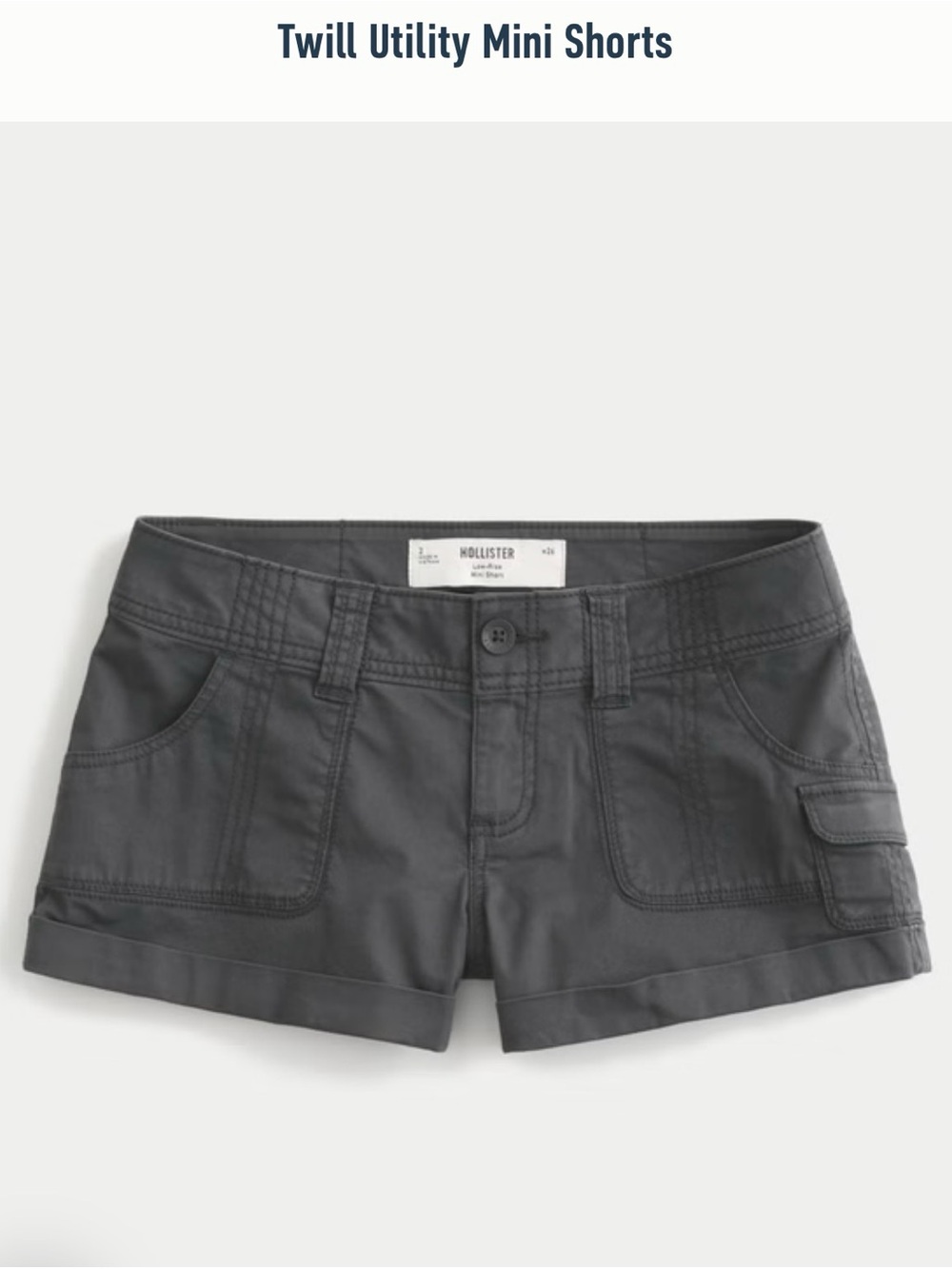 Hollister Twill Utility Mini Shorts - Charcoal Gray